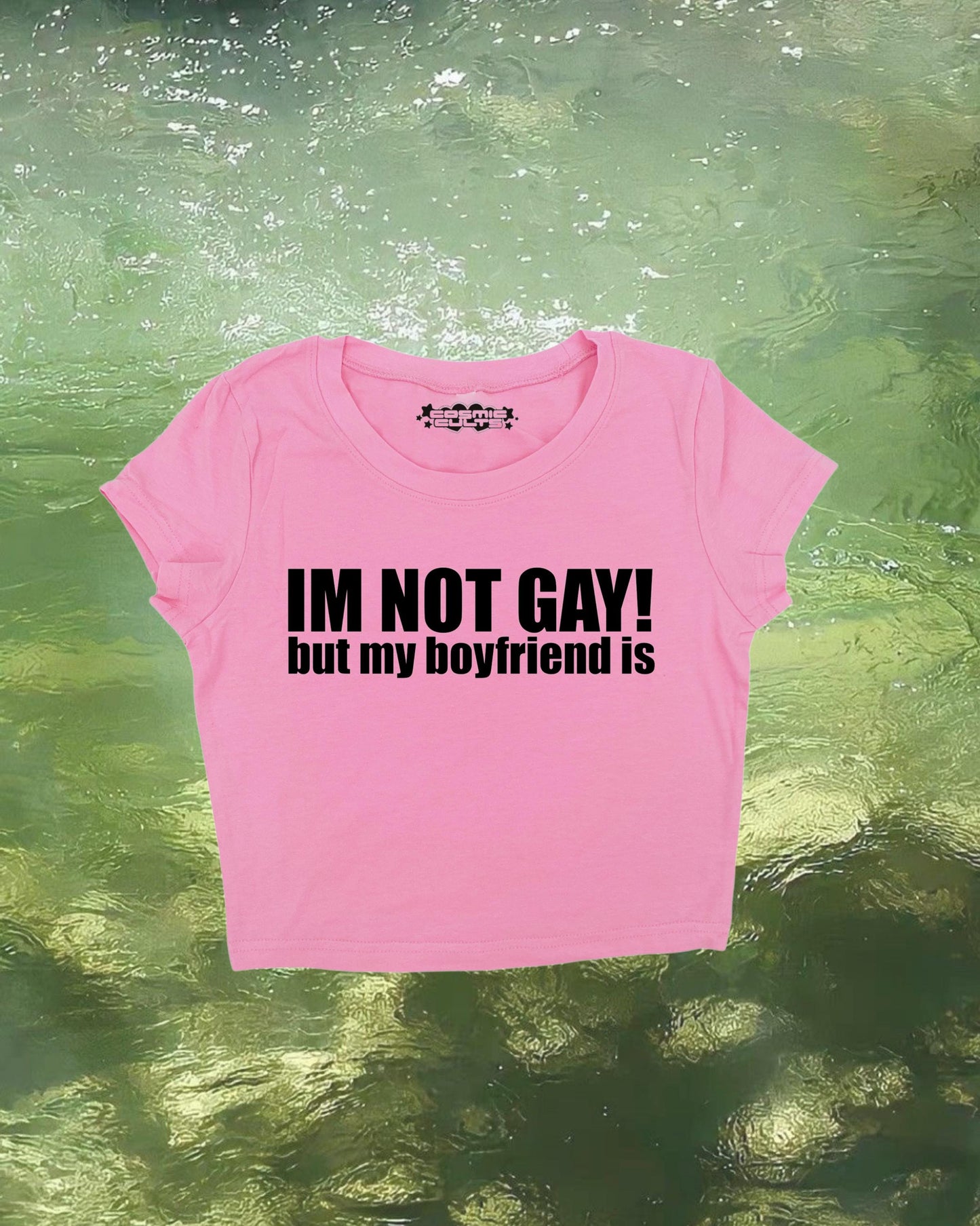 I'm Not Gay But My Boyfriend Is | Y2K Crop Top | Y2k Baby Tee | Funny Gift | Y2K Crop Top Shirt | Graphic Top | Cute Crop Top | LGBTQ