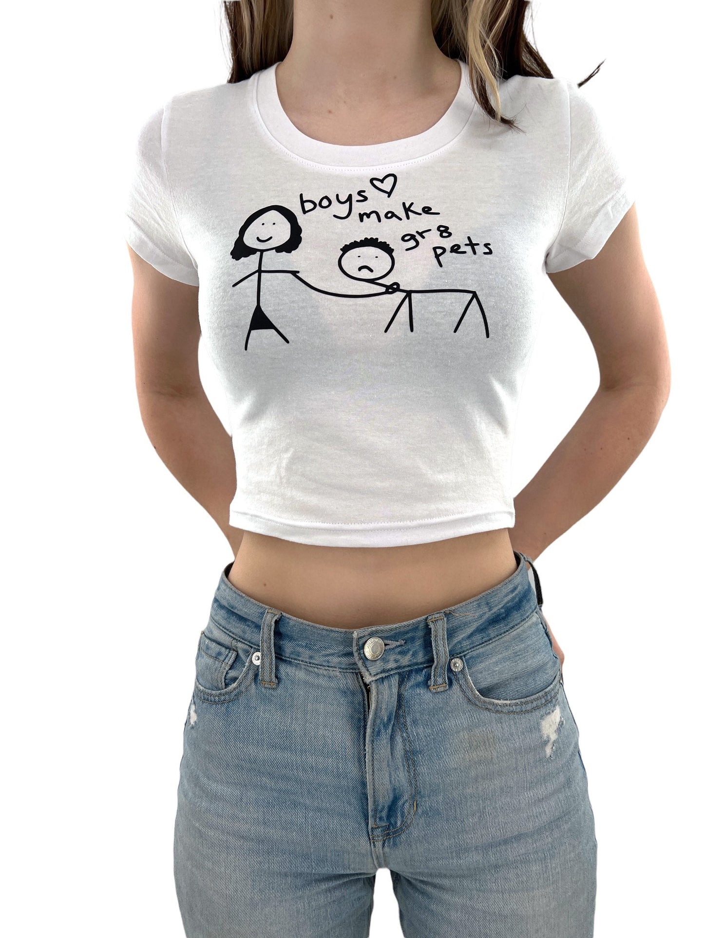 Boys Make Great Pets Y2K Crop Top Baby Tee