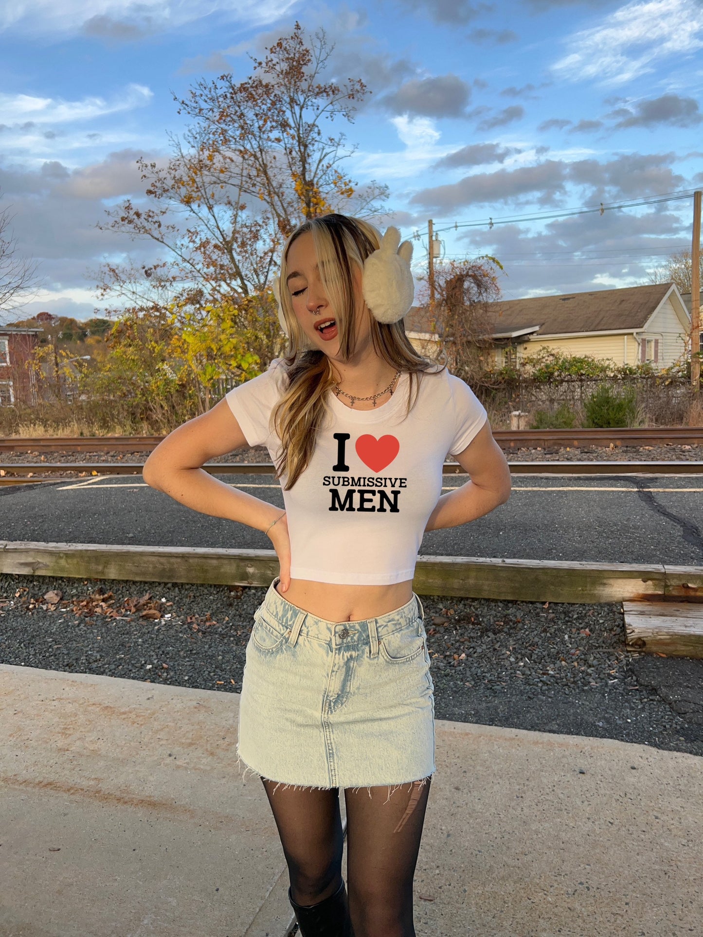 Y2K I Love Submissive Men baby tee crop top