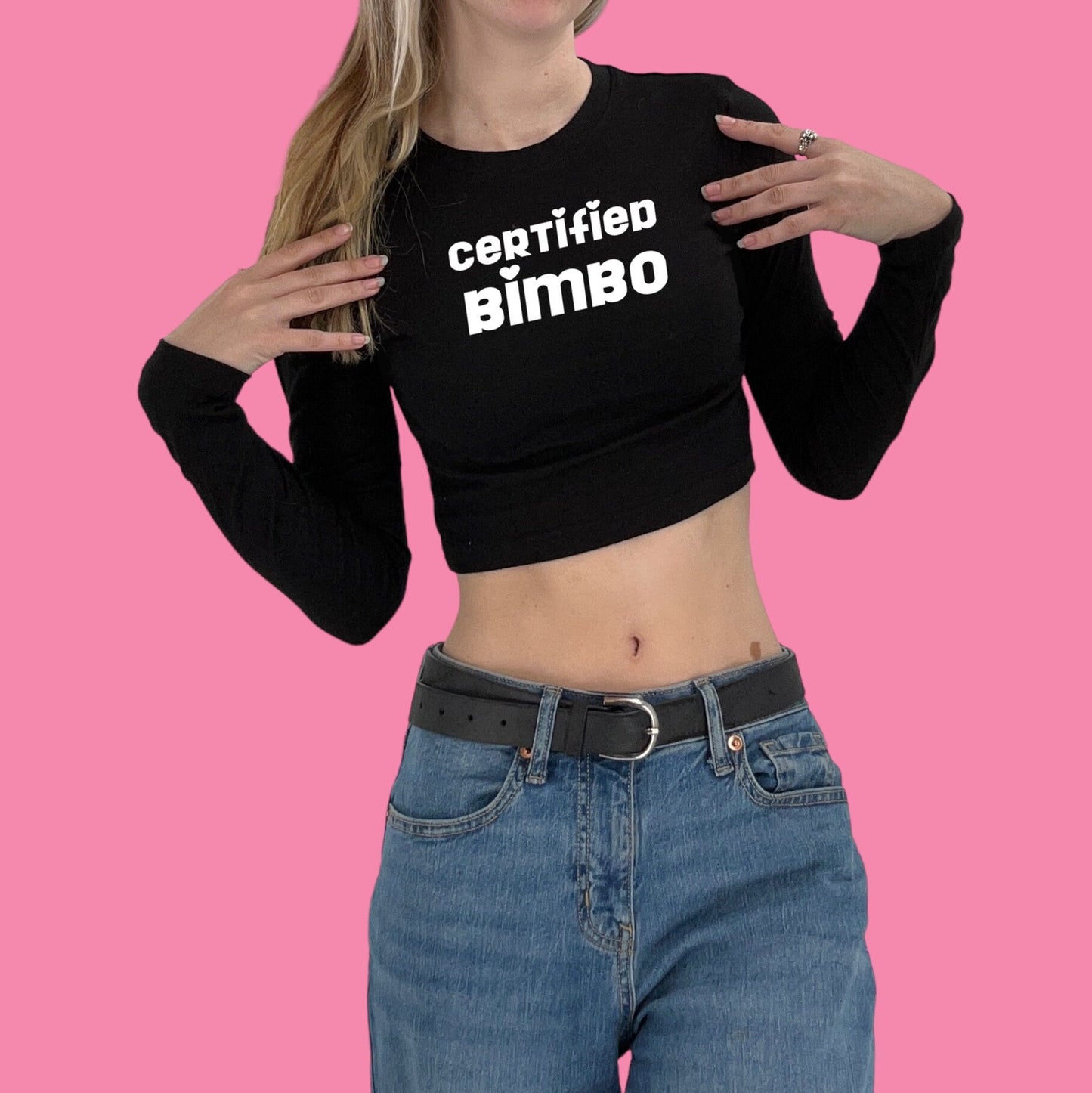 Certified Bimbo Y2K Crop Top Baby Tee Long Sleeve