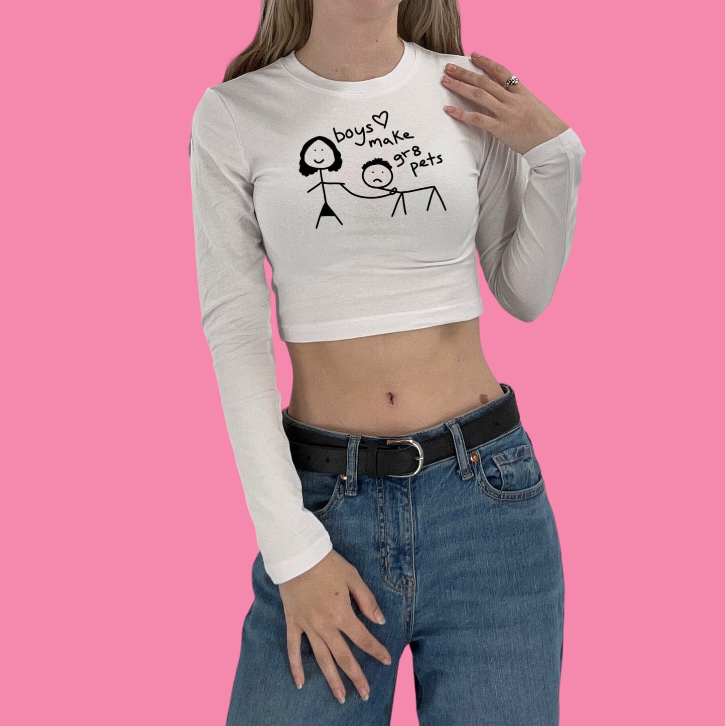 Boys Make Great Pets Y2K Crop Top Baby Tee Long Sleeve