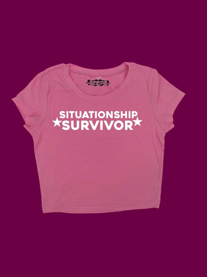 Situationship Survivor Y2K crop top baby tee shirt