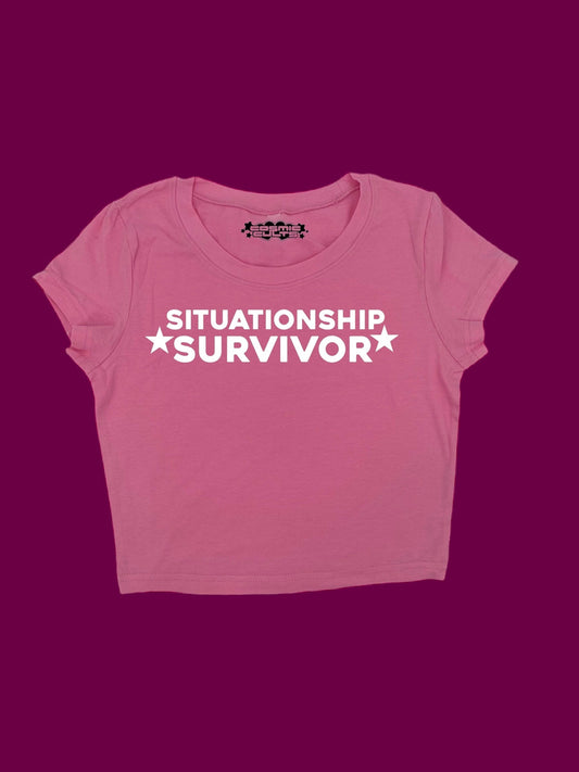 Situationship Survivor Y2K crop top baby tee shirt