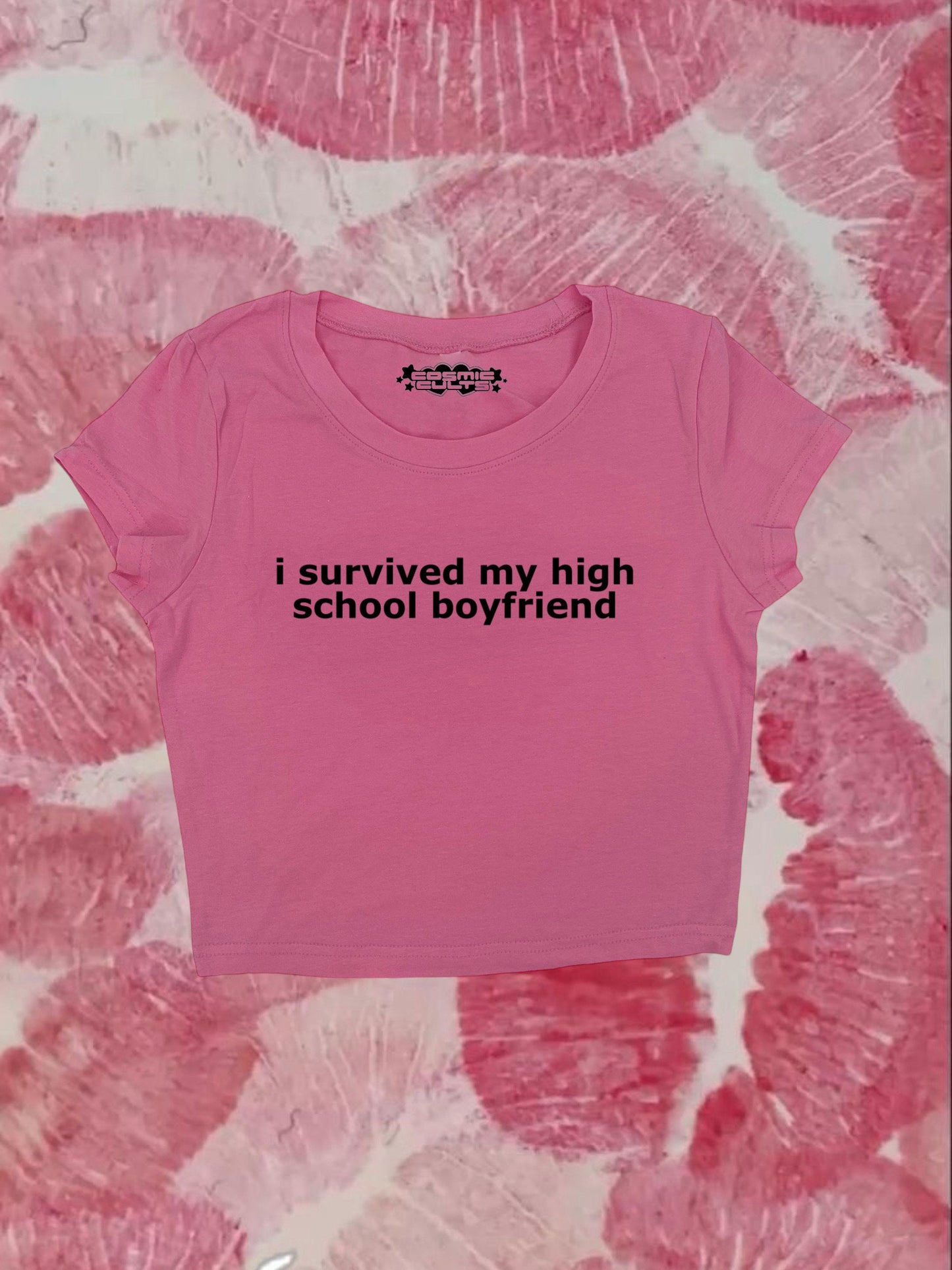 I Survived My Highschool Boyfriend Coquette Clothing, Coquette Top, Y2k Baby Tee, Funny gift, Y2K Crop Top shirt