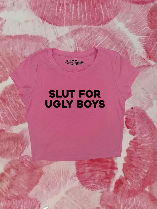 Slut For Ugly Boys Coquette Clothing, Coquette Top, Y2k Baby Tee, Funny gift, Y2K Crop Top shirt