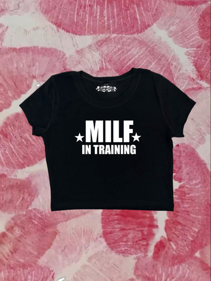 Milf In Training Coquette Clothing, Coquette Top, Y2k Baby Tee, Funny gift, Y2K Crop Top shirt