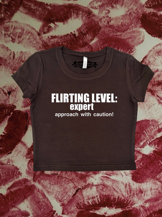 Flirting Level Expert Coquette Clothing, Coquette Top, Y2k Baby Tee, Funny gift, Y2K Crop Top shirt