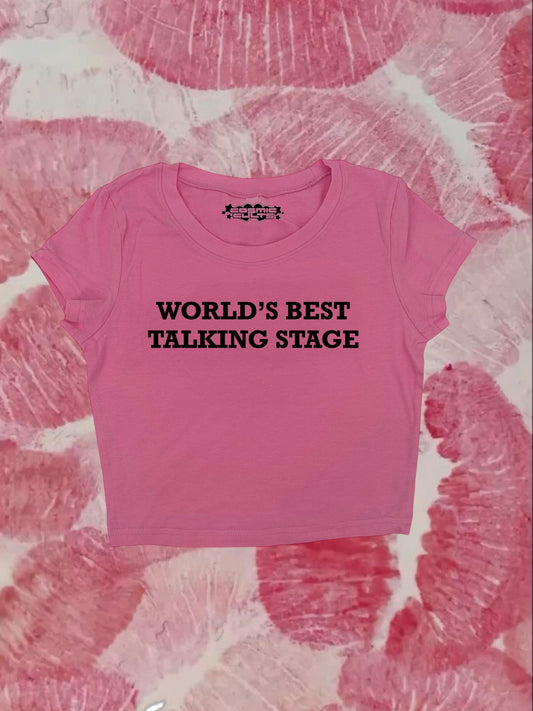 Worlds Best Talking Stage Coquette Clothing, Coquette Top, Y2k Baby Tee, Funny gift, Y2K Crop Top shirt