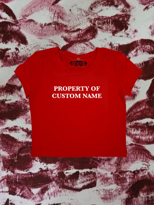 Property Of Custom Name Coquette Clothing, Coquette Top, Y2k Baby Tee, Funny gift, Y2K Crop Top shirt