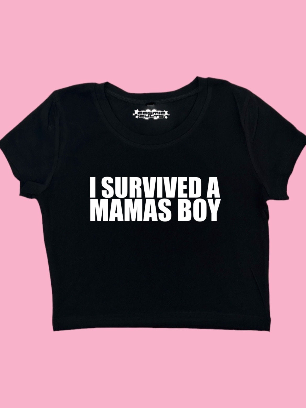 I Survived A Mamas Boy Coquette Clothing, Coquette Top, Y2k Baby Tee, Funny gift, Y2K Crop Top shirt