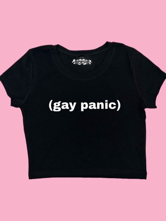 Gay Panic Pride LGBTQ Coquette Clothing, Coquette Top, Y2k Baby Tee, Funny gift, Y2K Crop Top shirt