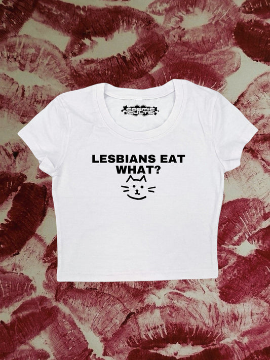 Lesbians Eat What LGBTQ Coquette Clothing, Coquette Top, Y2k Baby Tee, Funny gift, Y2K Crop Top shirt