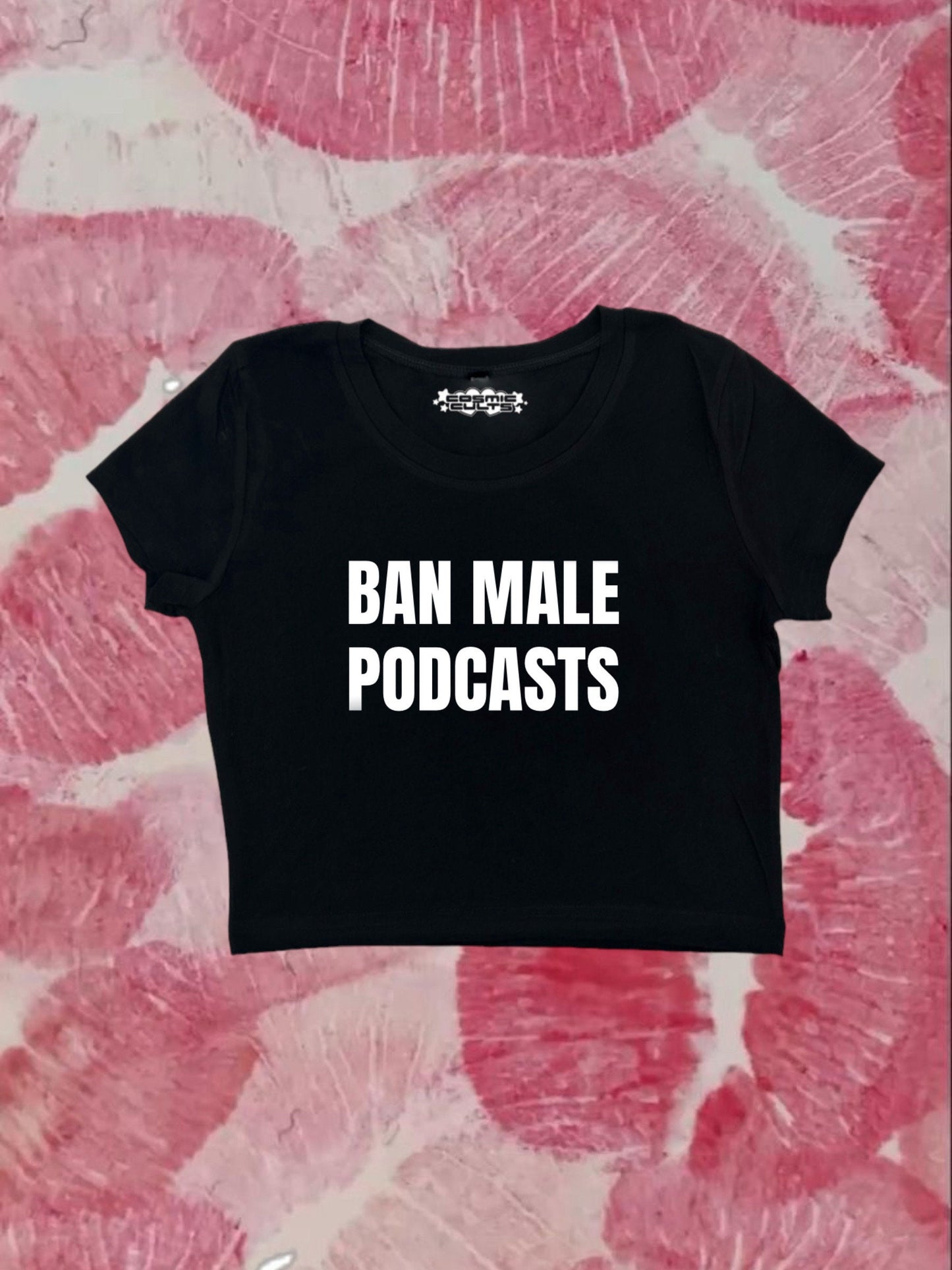 Ban Male Podcasts Coquette Clothing, Coquette Top, Y2k Baby Tee, Funny gift, Y2K Crop Top shirt