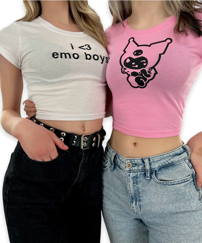 I Love Emo Boys Crop Top baby tee Y2K Shirt