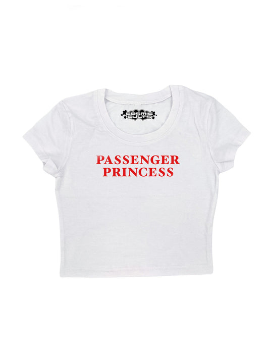 Y2K Passenger Princess Red Text baby tee crop top