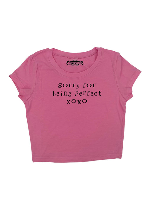 Sorry for being perfect xoxo baby tee crop top Y2K