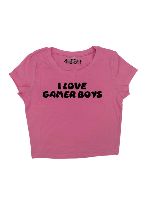 Y2K I Love Gamer Boys baby tee crop top