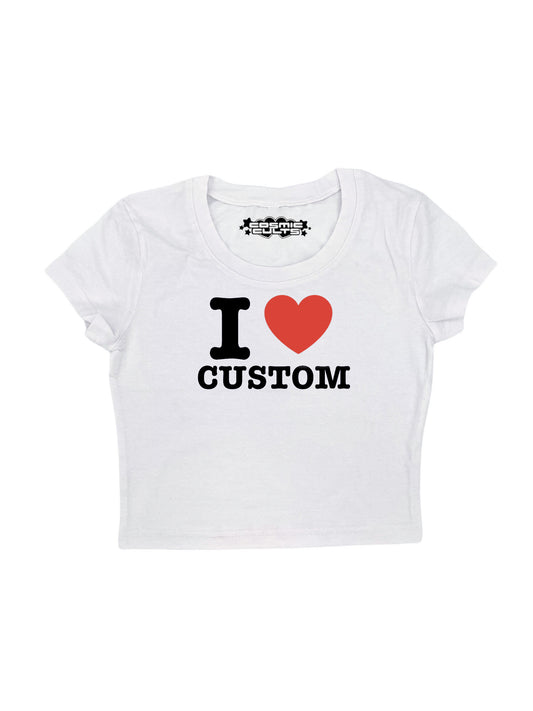 I Love Custom Y2K crop top tee shirt