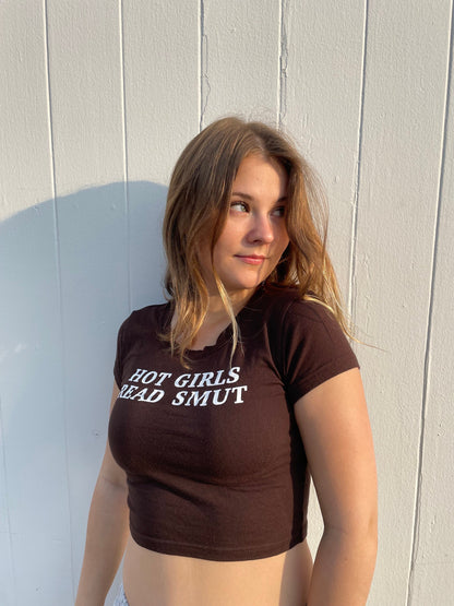 Hot Girls Read Smut Y2K crop top tee shirt